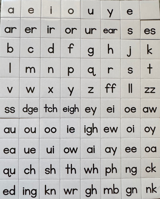 24 Sets of Black Font Foam 79 graphemes tiles + 1 blank tile