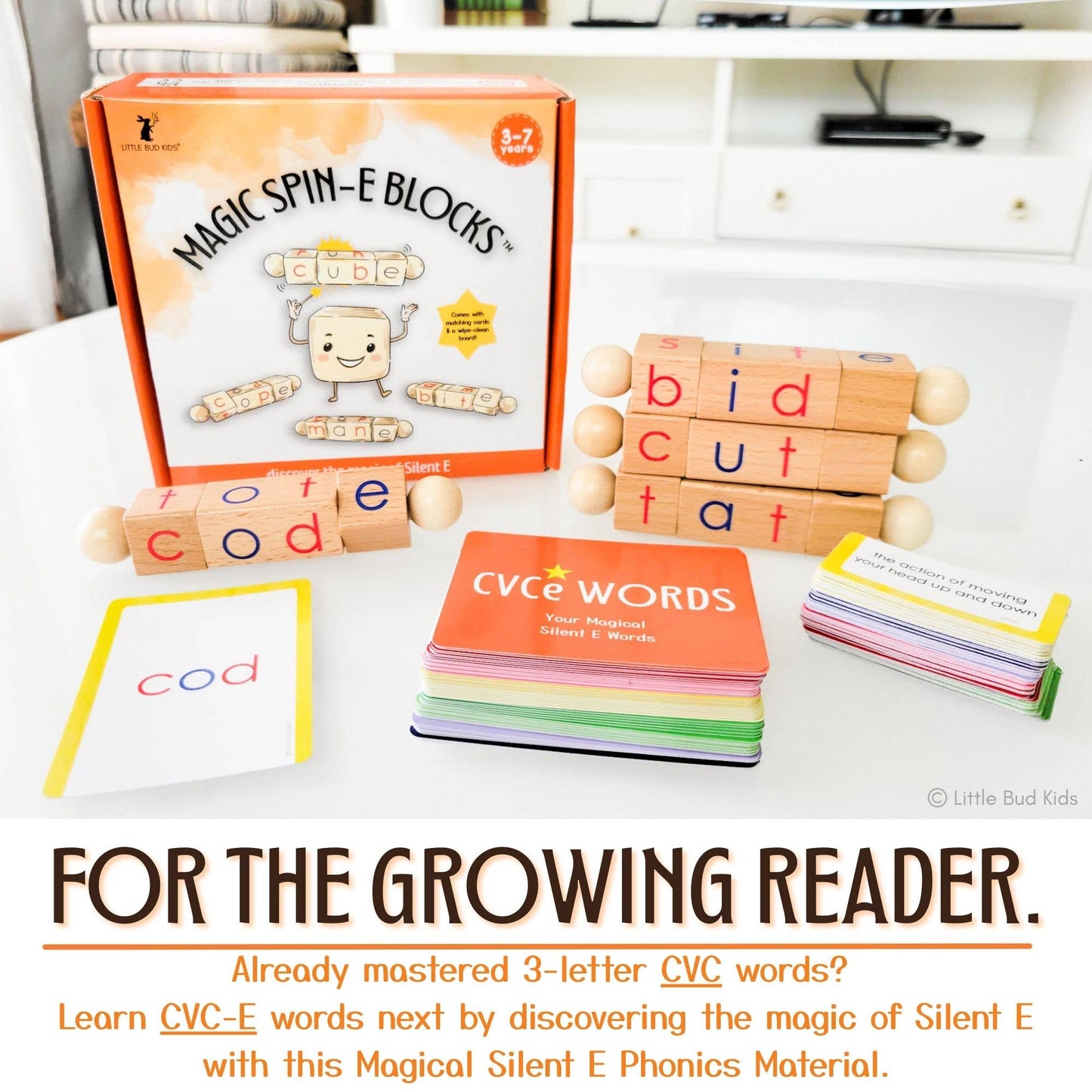 Magic Spin-E Blocks - Silent E CVCe Word Builder Phonics Toy