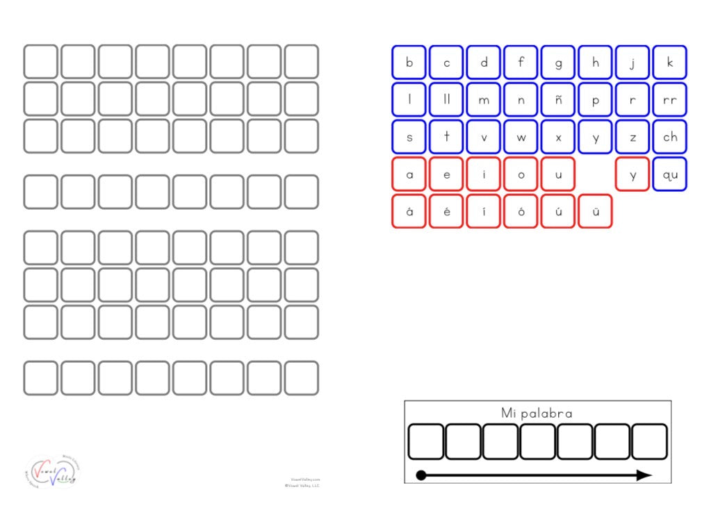 Spanish Word Mapping Kit with more than 150 Foam Tiles