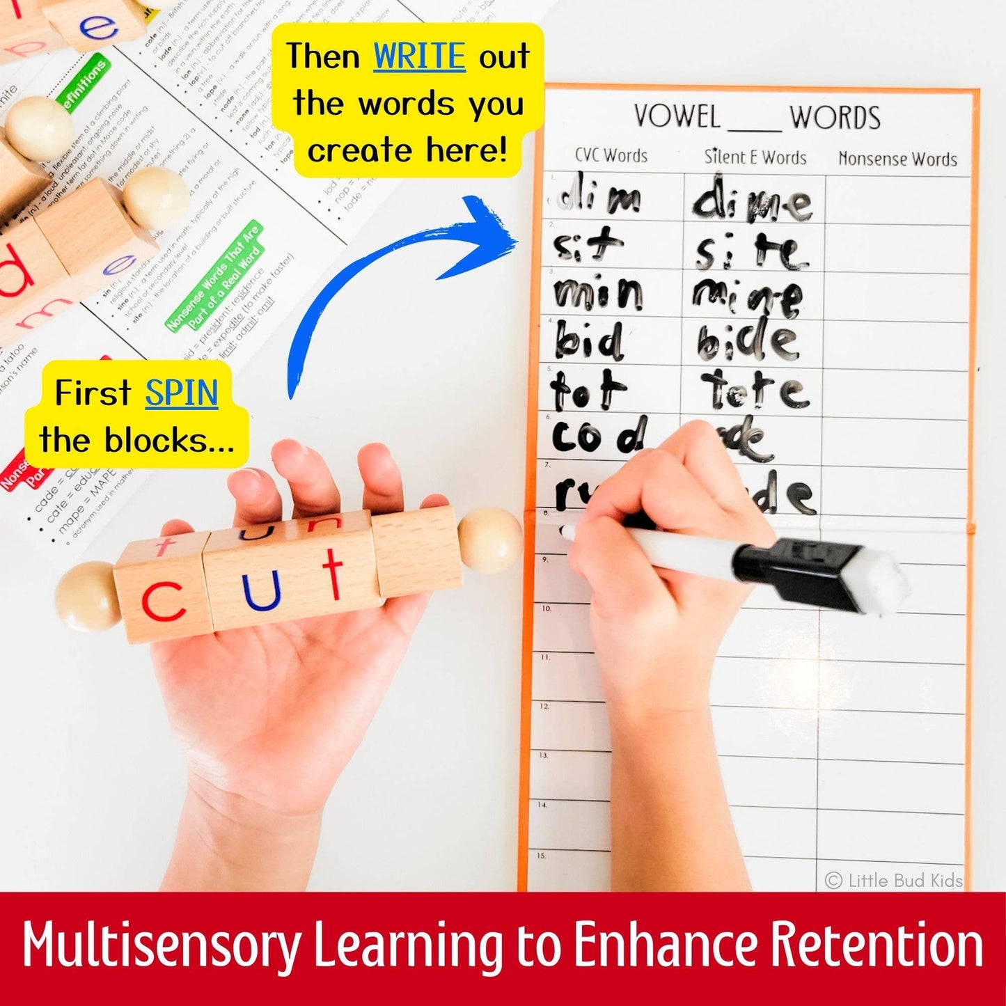 Magic Spin-E Blocks - Silent E CVCe Word Builder Phonics Toy